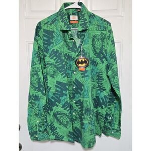 OppoSuits Green Batman Print Casual Button Down Shirt